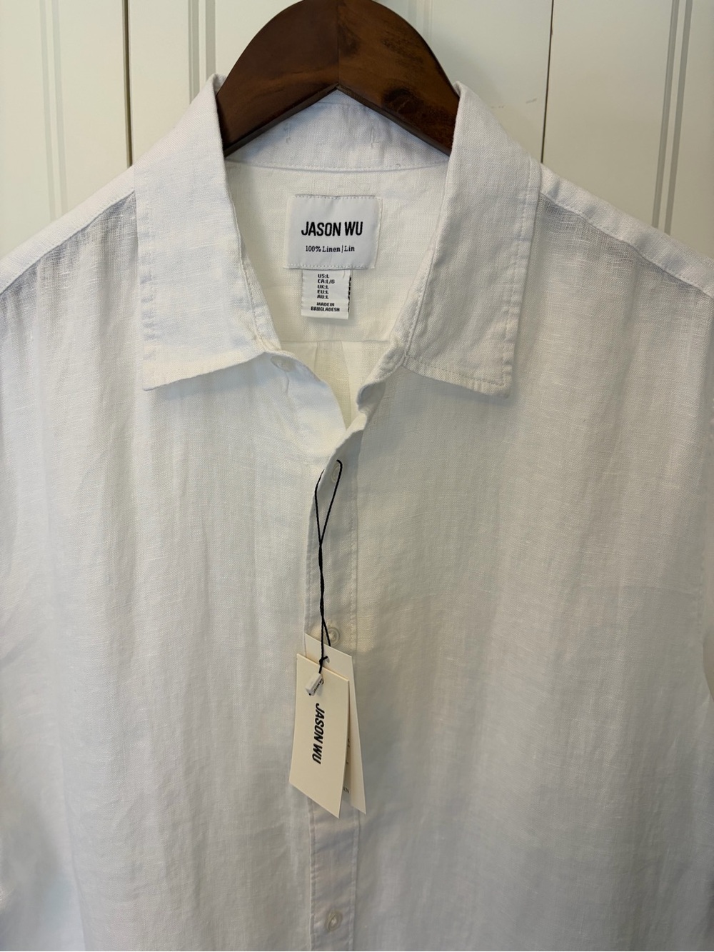 Jason Wu Men’s White 100% Linen Button-Up Shirt